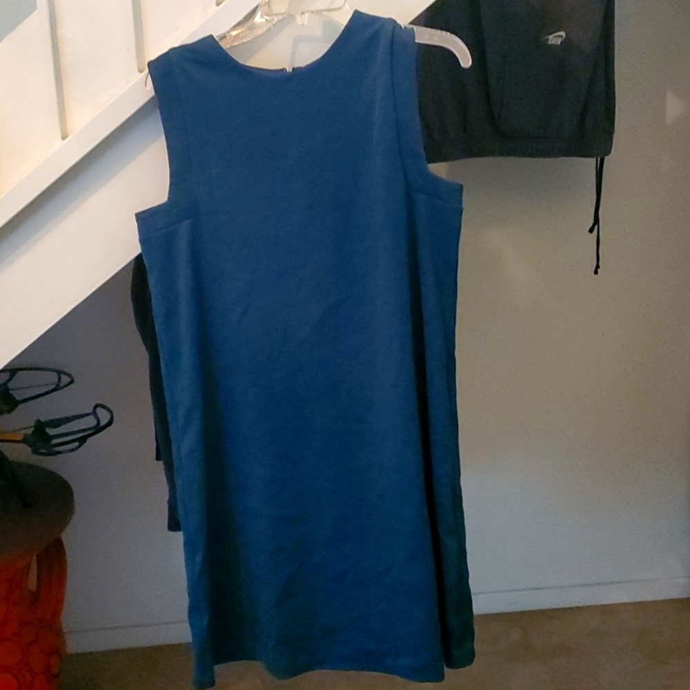 Dark green sleeveless to the knee dress
